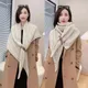 Autumn and winter warm leather buckle shawl split thickened outside with women's knitted scarf wool