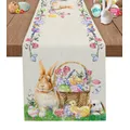 Easter Bunny Egg Duck Flower Linen Table Runner Wedding Decoration Anti-Fouling Rectangular Dining