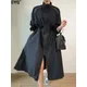 [EWQ] Female Slit Windbreaker Korean Chic All-Match Trench Coat Outwear Stand-Up Collar Loose