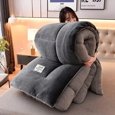 Winter Quilt Blanket Double Sided Velvet Lamb Cashmere Double Bed Quilts King Queen Full Size Bed Duvet Thicken Comforter Core