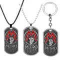 Game Metro Exodus 2033 Necklace Retro Dog Tag Skull Pendants Necklace Choker Women Men Charm Jewelry