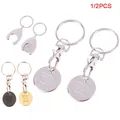 2/1Pcs Practical Metal Shopping Trolley Remover Key Ring Token Chip With Carabiner Hook Portable