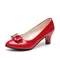 2023 Women's Dress Shoes Patent Leather High Heel Shoes Medium Heel Office Women's Shoes Metal Bow