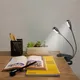 Black Clip-on 2 Dual Arms 4 LED Flexible Book Music Stand Light Eye Protection Adjustable Desk Lamp