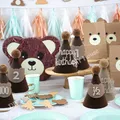 Vintage Non-Woven Bear Hat Carton Bear Paper Banners Confetti For Kids Bear Theme Happy Birthday