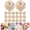 50Pcs Wooden Round Beads Smile Face Doll Head Beads Bangles For Kids Loose Beads Round Spacer Beads