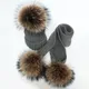 2021 Real Raccoon Fur Pompon Winter Hat Skullies Girl Pom Pom Beanie Warm Knitted Bobble Fur Pompom