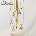 eManco Trendy New Flat Snake Chain Initial Necklace Stainless Steel Jewelry Collarbone Chain