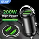 Olaf 200W Mini Car Charger Lighter Fast Charging For iPhone QC3.0 Dual USB Car Phone Charger Adapter