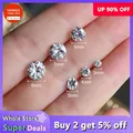 100% Really 925 Silver Needle Earrings for Women Men Solitaire 3mm-8mm Zircon Diamant Stud Earrings