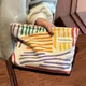 Corduroy Clash Color Striped Cosmetic Bag Wash Bag Women Travel Cosmetic Pouch Beauty Storage Cases