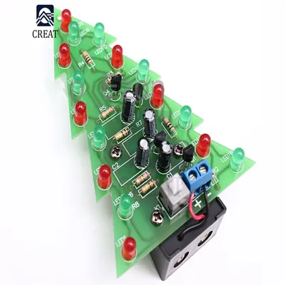 Diy Kit Electronic PCB Board Module Christmas Trees LED Circuit Red Green Flash Light Electronic