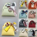 Leather Gift Bags for Easter Eid Wedding Guest Favour Box Mini Handbag With Ribbon Packaging Box