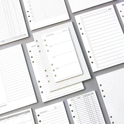 A5 A6 Loose Leaf Notebook Refill Spiral Binder Inner Page Diary Weekly Monthly Planner To Do List Line Dot Grid Inside Paper
