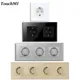 EU Standard Wall Socket Double Electrical Sockets Triple Power Outlet For Home Office Bedroom Glass