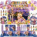 Disney Tangled Rapunzel Princess Party Decorations Disposable Paper Cup Plate Banner Balloons for