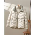 Fitaylor Autumn Winter Women White Duck Down Coat Casual Lapel Single Breasted Jacket Fashion Light