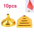 10Pcs Gold-Plated Plastic Base Round Square Flagpole Base Table Flag Holders Mini Flag Bases Ideal
