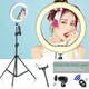 10 inch Selfie Desktop Ring Light LED Lamp Tripod Stand Phone Holder for Live Stream Makeup YouTube