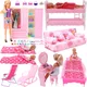 Rosa Puppe Möbel zubehör für Barbie Kleidung Kleid Spielzeug für Mädchen Geburtstags geschenk