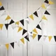 5 meter Schwarz Gold Papier Fahnen Banner Papier Girlande Wimpel für Neue Jahr Hochzeit Baby Dusche