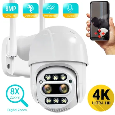 8mp 4mp 4k ptz ip kamera 8x zoom dual objektiv human detektieren cctv kamera outdoor cctv wifi video überwachungs kamera
