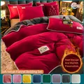 UPzo Velvet Flannel Bedding Set Plush Solid Color Duvet Cover Fluffy Reversible Plush Bedding Set