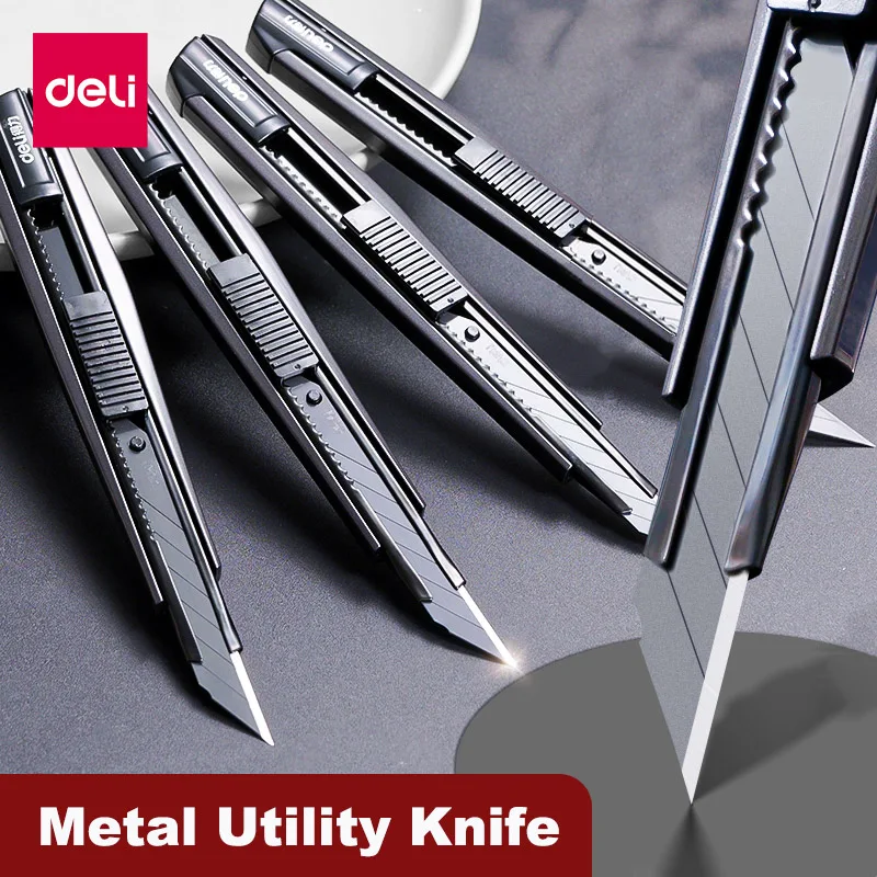 Deli Allzweckmesser, 9 mm, Taschenmesser, Boxschneider, einziehbare Klinge für Büro, Zuhause, Schule, Schreibwaren, Papierhandwerk, Messer Image