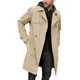 Männer Herbst Winter einfarbig Wind jacke Revers Langarm Zweireiher Taschen Gürtel Slim Fit Lang