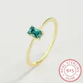 2022 NEW Delicate Rectangular Emerald Couple 18K Gold Ring For Women Genuine Sterling S925 Silver