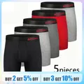 5 Pieces Men Sports Boxers Underwear Underpants Letters Wide Band Multicolor M L XL Breathable