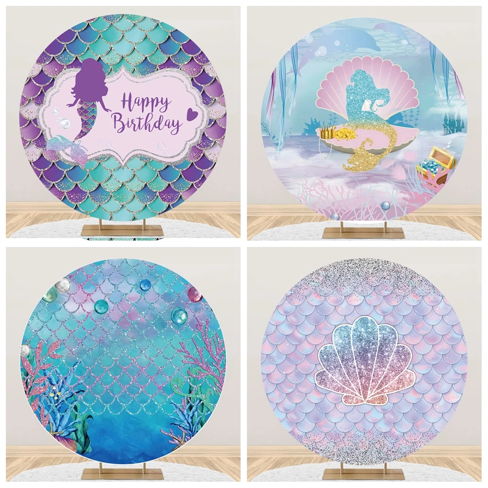 Yeele Unterwasser Meerjungfrau Waagen Baby Geburtstag Party Runde Elastizität Hintergrund Kreis Fotografie Hintergrund Für Foto Studio Image