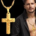 Große Edelstahl Halskette Kette 4 Größe Gold Farbe Christian Schmuck Jesus Kruzifix herren Kreuz