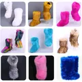 Kids Boots Winter Shoes New Faux Fur Toddler Girl Boots Fashion Colorful Fur Children Ankle Snow