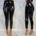 Hot Sexy Women Gothic Leggings Wet Look PU Leather Leggings Black Slim Thin Long Pants Ladies Skinny