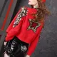 Women's Jacket Red Short Coat Sequin Beaded Jacket Spring and Autumn Thin Top Baseball Uniform