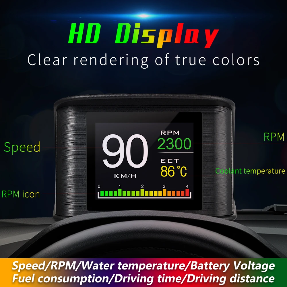 OBD HUD P10 Auto OBD2 Head Up Display HUD On Board Computer Digitaler Tachometer mit Kraftstoffverbrauch Auto Elektronisches Zubehör Image