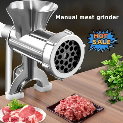 Manual Meat Grinder Silver Aluminum Alloy Powerful Home Sausage Kitchen Appliances Vegetable Chopper