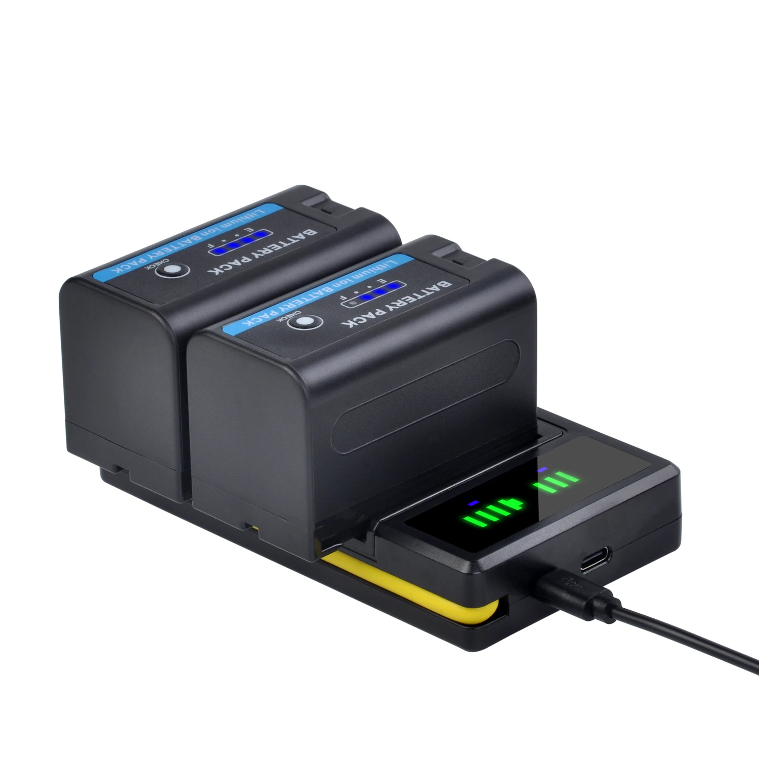 5200 mAh LED-Anzeige NP F750 NP F770 NP-F750 Akku + LCD-USB-Ladegerät für Sony NP F970 F960 F550 F570 QM91D CCD-RV100 Image