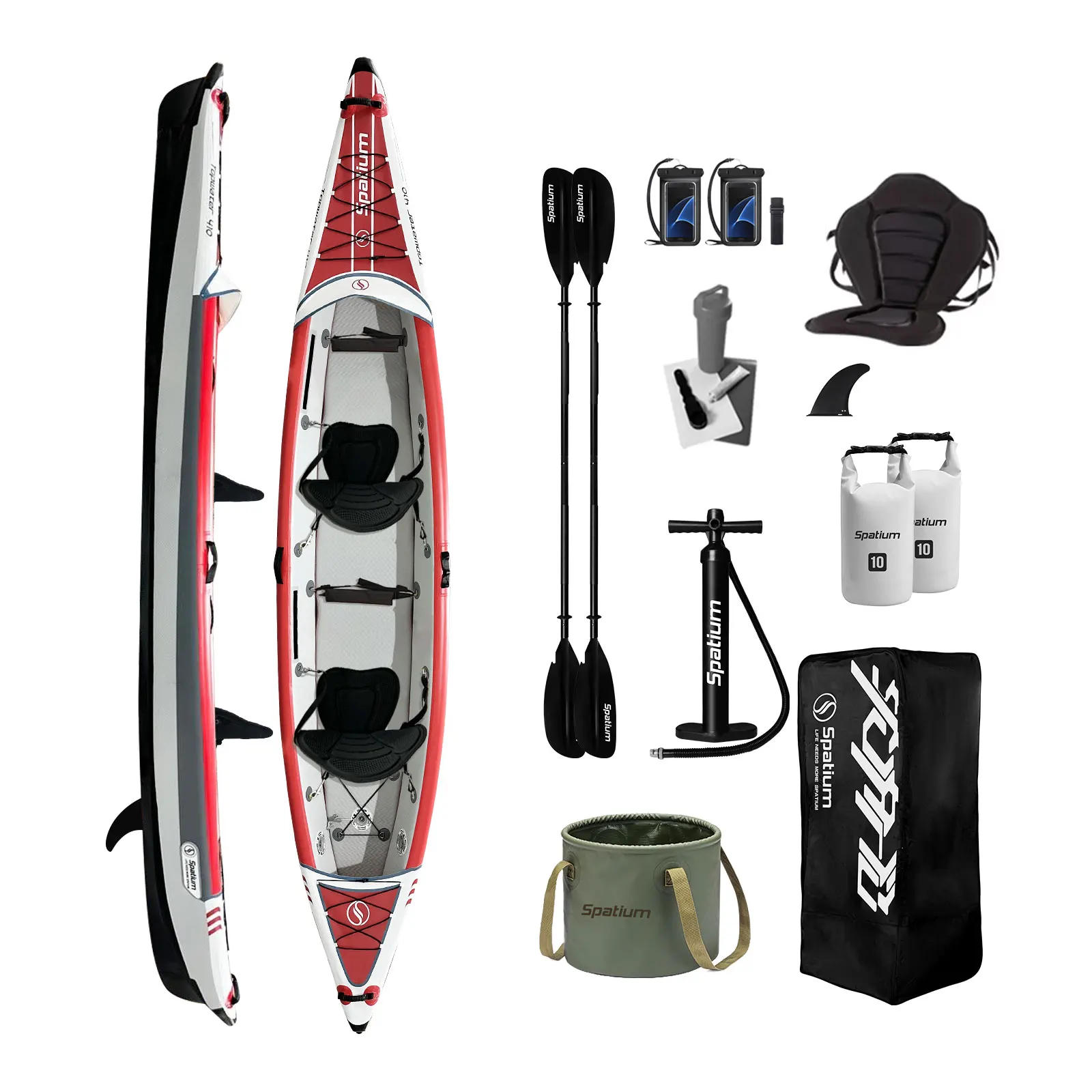 Spatium 2-3 Personen aufblasbares Kajak Kanu hochfestes DropStitch-Boden aufblasbares Kajak zum Angeln Image