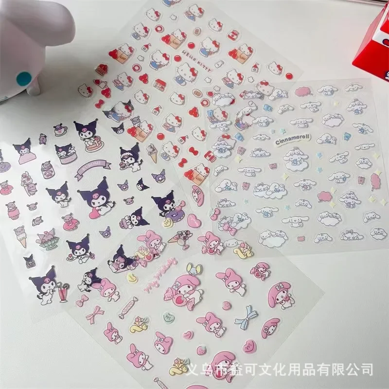 4 Stück süße transparente Kulome Hello Kitty Melody wasserfeste Kinderaufkleber Image
