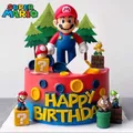 Super Mario Bros Kuchen Dekoration Puppe Set Anime Luigi Yoshi PVC Action figuren Spielzeug Baby