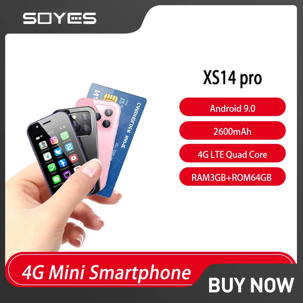 SOYES XS14 Pro 4G Mini Smartphone Android 9.0 3 GB + 64 GB 2600 mAh Gesichtserkennung 3,0 Zoll kleines Mobiltelefon WhatsApp Google Phone