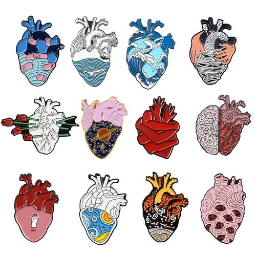 19 Stil anatomische Herz Emaille Pins medizinische Anatomie Brosche Herz Neurologie Pins für Arzt