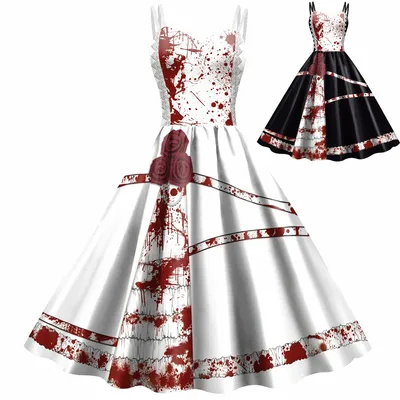 Halloween schreckliche Blutrose Prinzessin Cosplay Kostüme Mädchen Frauen Kleid Druck Strumpf Maskerade Karneval Party Outfits Image