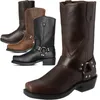 Retro Cowboys tiefel Männer Mitte Kalb Western Stiefel Männer Pu Lederstiefel Mann Slip on Schuhe Winter Ritter Stiefeletten plus Größe 39-48