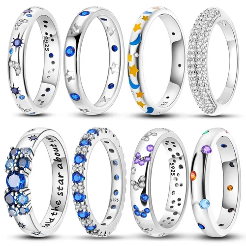 Ringe für Frauen Sterling Silber Mode Stern Mond Schmetterling minimalist ischen Ring funkelnden