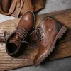 Vintage Herren Stiefel 2025, neue Herbst-Winter-Schuhe, hochwertige Herren-Lederstiefel, seitlicher Reißverschluss, Herren-Stiefeletten, große Größe 39–48