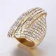 Hip Hop Iced Out Bling Big Oval Ring Weibliche Gold Farbe Edelstahl Cocktail Ringe Für Frauen Partei