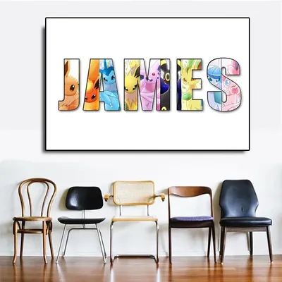 Personalisierter Name Wort Kunstdruck Pokemon Pikachu Charakter Poster Leinwand Malerei Wand Kunst Kinder Geschenk Home Decor anpassen Image